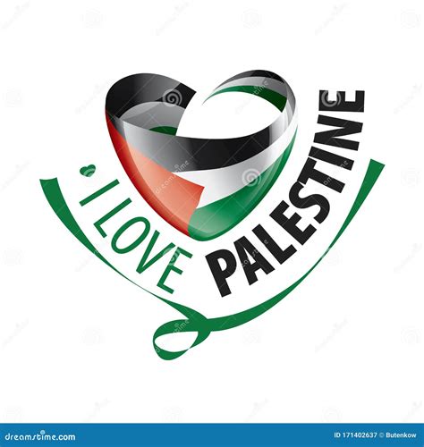 National Flag Of The Palestine In The Shape Of A Heart And The