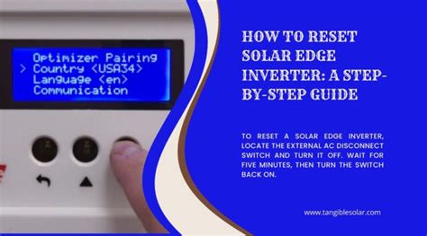 How To Reset Solar Edge Inverter A Step By Step Guide