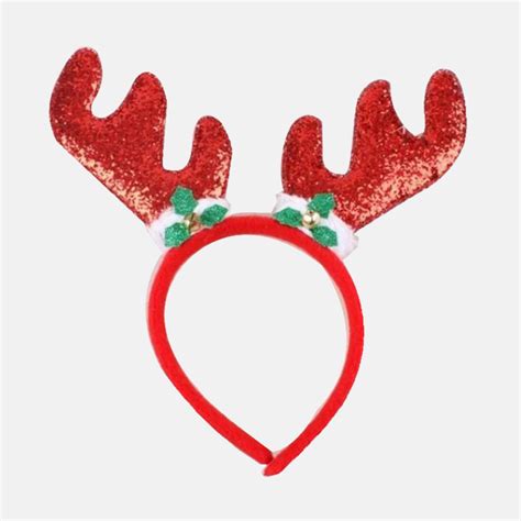 Red Glitter Reindeer Antlers Dress Up Novelty Headband