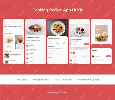 Premium Psd Cooking Recipe App Ui Kit