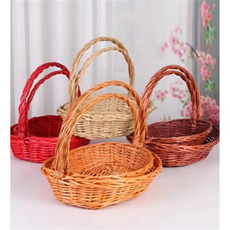 ARTIFICIAL WOVEN RATTAN BASKET WITH HANDLE HAMPER BASKET BAKUL