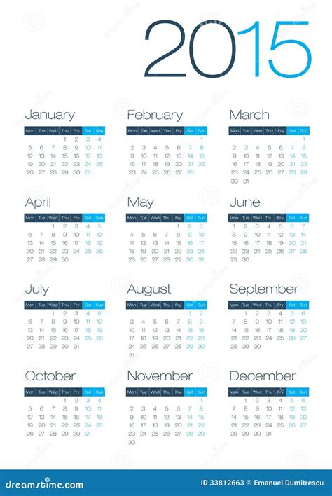 Modern and Clean Business 2015 Calendar Stock Illustration ...