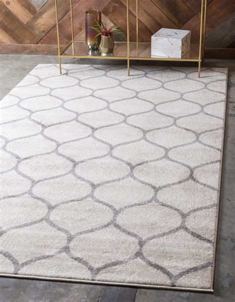 Unique Loom Rounded Trellis Frieze Rug Ivorygray 5 1 X 8 Rectangle