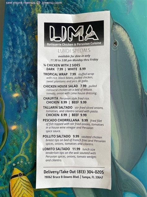 Online Menu of Lima. Restaurant, Tampa, Florida, 33647 - Zmenu