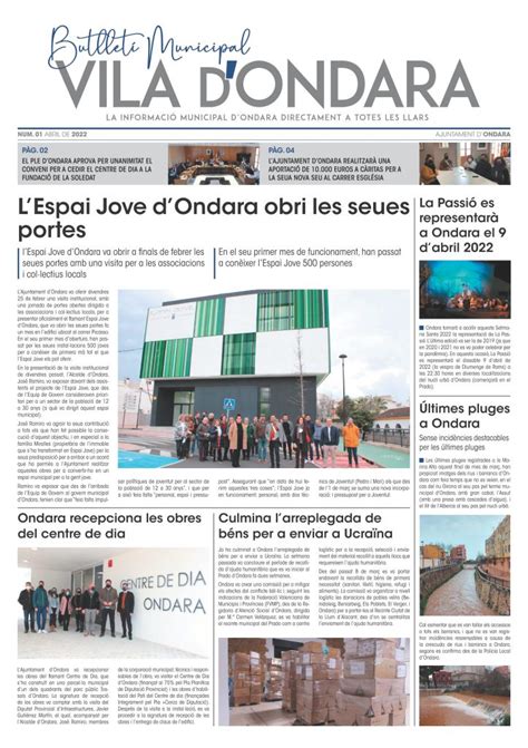 Ondara Engega El Seu Primer Butllet Municipal Vila Dondara Per Fer