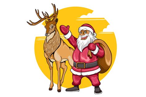 Santa and Deer Vector Illustration Graphic by DNS2011 · Creative Fabrica