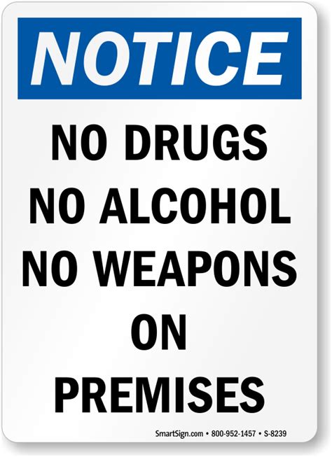 No Drugs or Alcohol Signs - Spanish and Bilingual Drug Free