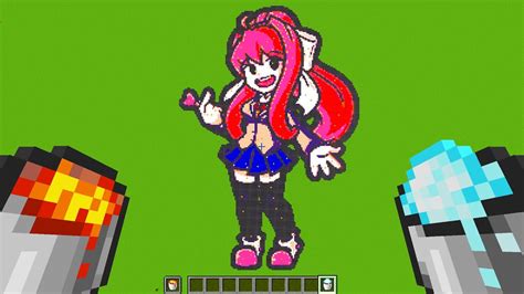 Monika Doki Fnf Pixel Art In Minecraft Youtube