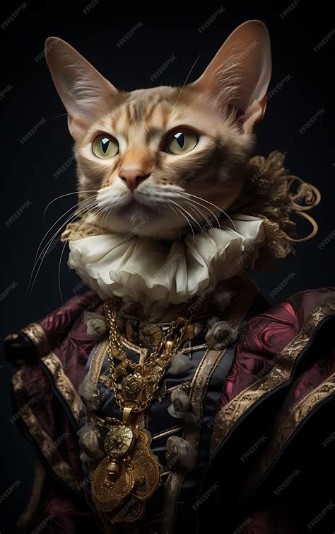 Premium Photo | Portrait of Charming Cat Sphynx Pirate Courtier Costume