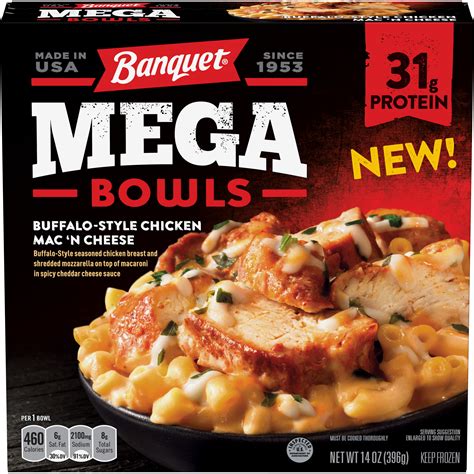 Banquet Mega Bowls Buffalo Style Chicken Mac N Cheese Frozen Dinner 14