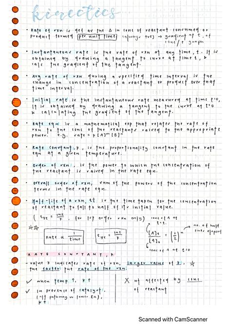 Solution Kinetics Summary Cheat Sheet Studypool