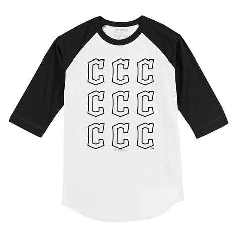 Cleveland Guardians Logo Grid 34 Black Sleeve Raglan Tiny Turnip