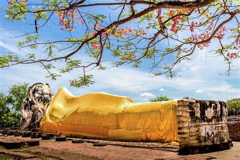 Temple Of The Reclining Buddha Historic City Of Ayutthaya Thailand