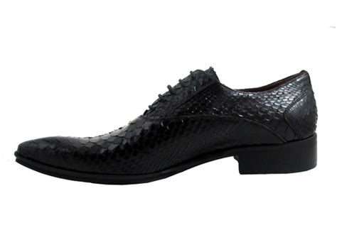 Jo Ghost Mens Italian Dressy Lace Up Shoes Python Style 424 In Black