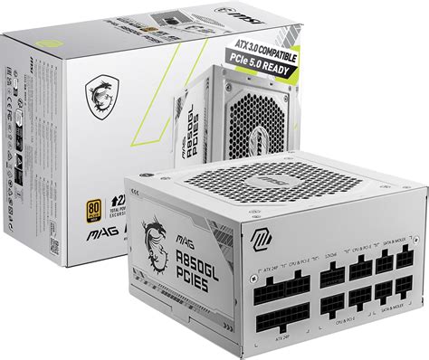 Amazon MSI MAG A850GL PCIE 5 1 White Gaming Power Supply Full