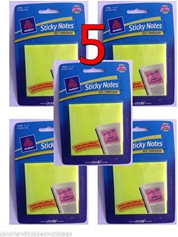 Amazon Avery Sticky Notes See Through 3 X 3 Inches Yellow 50