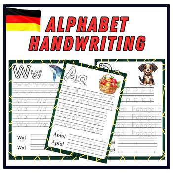 German Alphabet Letter Worksheets, Letters Tracing Handwriting Practice