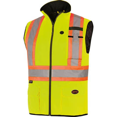 Pioneer Waterproof Insulated Heated Safety Vest, Unisex, Large, High-Visibility Lime-Yellow ...