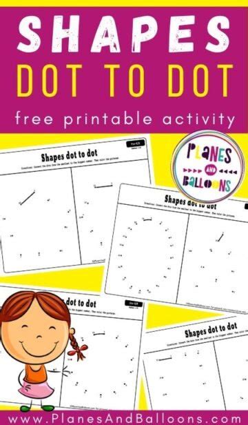 Dot To Dot Shapes Worksheets Planes And Balloons