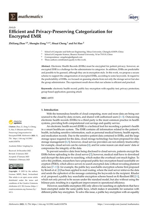 Pdf Efficient And Privacy Preserving Categorization For Encrypted Emr