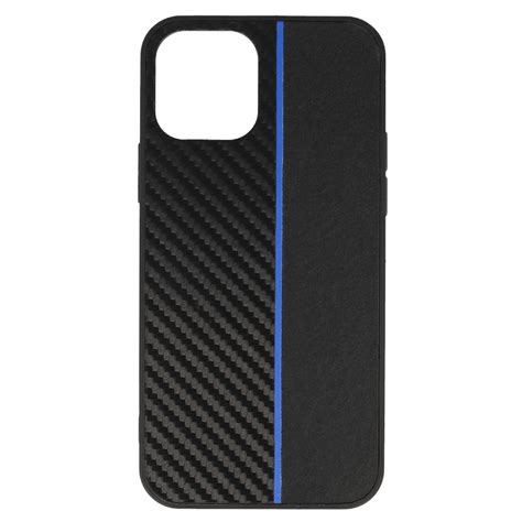 Tel Protect CARBON pouzdro pro iPhone 12 Pro Max black s modrým pruhem