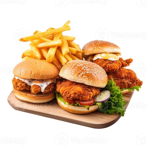 Ai Generated Fast Food Feast With Burgers And Fries 36333993 Png