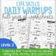 Life Skills Daily Warm Up Worksheets Level Tpt