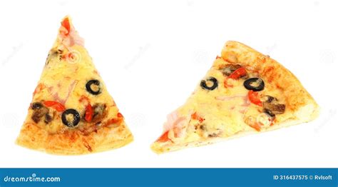 Set Of Cut Off Slices Pizza Isolated On Transparent Background Stock