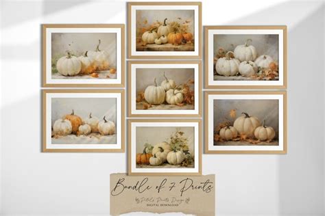 Fall Wall Decor Printable Pumpkin Still Life Painting Bundle