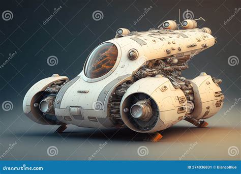 Wondrous Futuristic Small Sci Fi Space Racer With Engine For Space