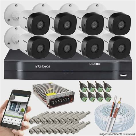 Kit Cftv 8 Câmeras Vhd 1010b Bullet 720p Dvr 8 Canais Intelbras Mhdx