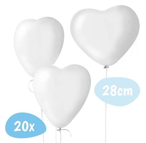 Hartjes Ballonnen 28 Cm 20 Stuks Wit Valentijn Moederdag