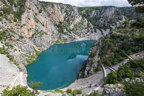 Blue Lake Called Modro Jezero At Imotski In Croatia Stock Photo