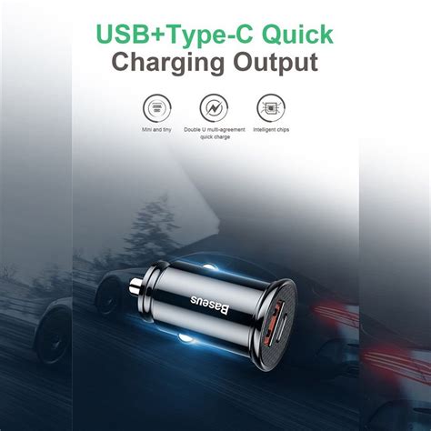 Carregador Veicular Baseus Turbo USB USB C Type C 2 Entradas PPS 30W 5A