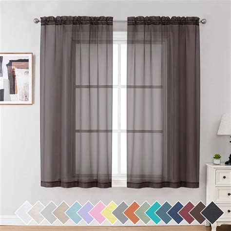 Ovzme Bedroom Curtains Panel Sets Inch Length Transparent Light