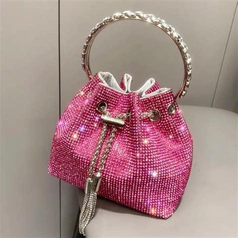 Sparkling Pink Rhinestone Bucket Bag on Luulla