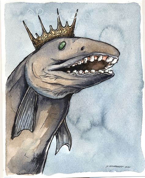 A Creepy Smiling Frill Shark King (an original hand painted king)