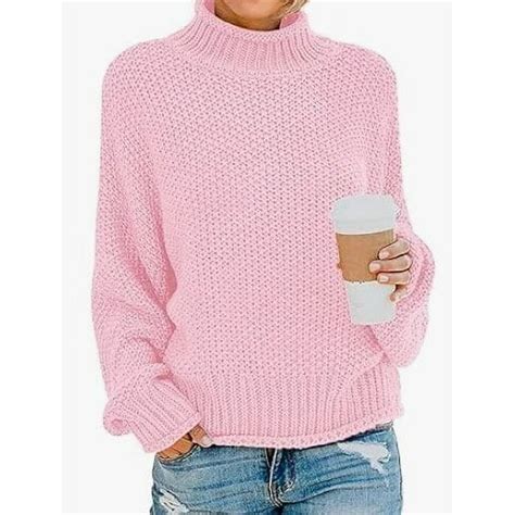 Fantaslook Sweaters For Women Turtleneck Batwing Sleeve Oversized Chunky Knitted Pullover