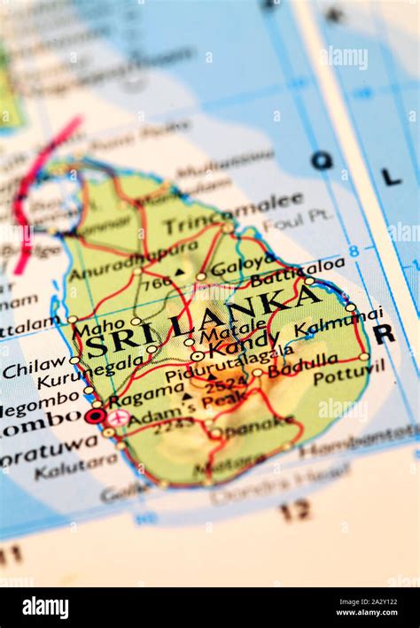 Sri Lanka On Atlas World Map Stock Photo Alamy