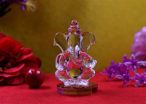 Craftfry God Ganesh Statue Murti Idol Showpiece Handmade Crystal