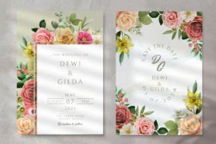 Colorfull Floral Wedding Invitation Card Graphic By Theresia Studio