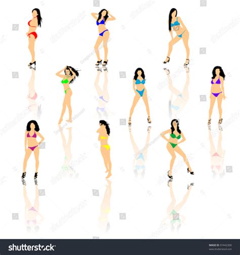 Set Women Bikini Vector Stock Vector Royalty Free 97442300