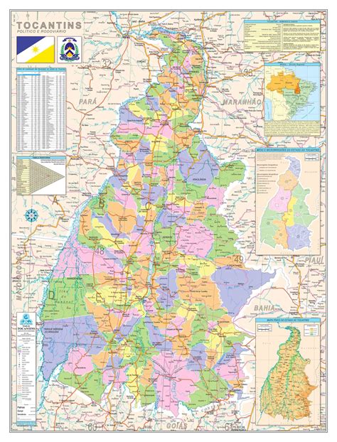 Mapa Do Estado De Tocantins Político E Rodoviário Ref 534 07