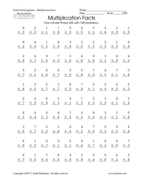 1 Minute Math Multiplication Worksheets