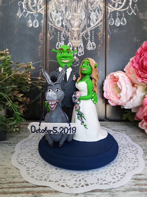 Shrek and Fiona wedding Cake Topper Handmade Fairy Cuddle | Etsy