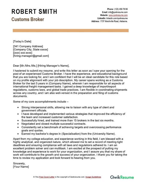 Freight Broker Cover Letter Examples Qwikresume