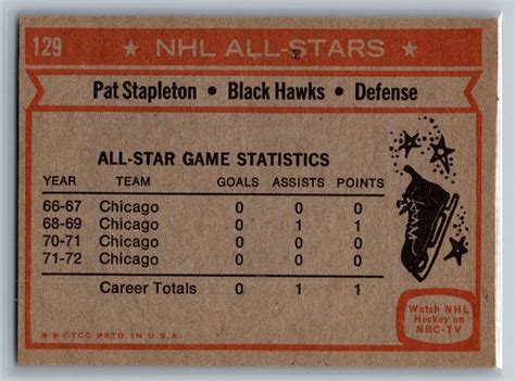 Topps Hockey Pat Stapleton Hof Ex Texcards Ebay