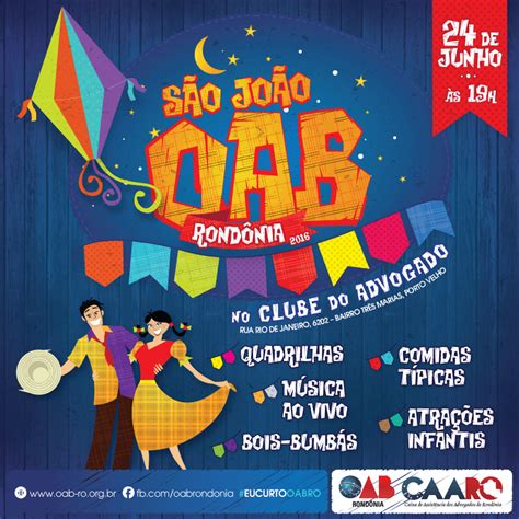 Festa Junina Da Oab Ro Acontece No Dia De Junho Oab Rond Nia