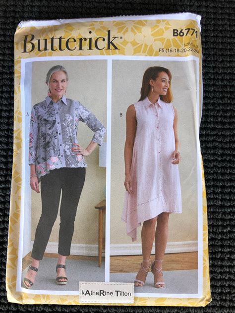 Butterick 6771 Misses Shirt Shirtdress Sewing Pattern Size 16 24