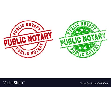 Public Notary Round Seals With Unclean Style Vector Image